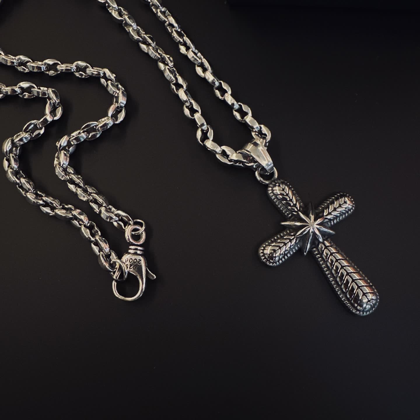 Chrome Hearts Silver Cross Pendant Necklace